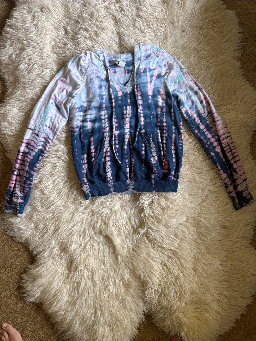 Hard Tail Navy and Pink Tie-Dye V-Neck light weight Hoodie